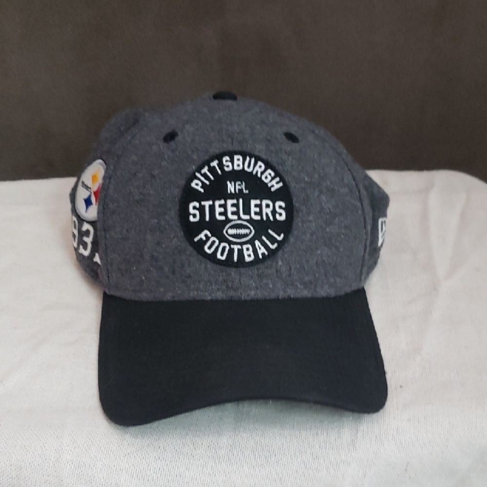 New Era Baseball Cap Mens L/XL Gray Black Embroidered Pittsburgh Steelers Hat